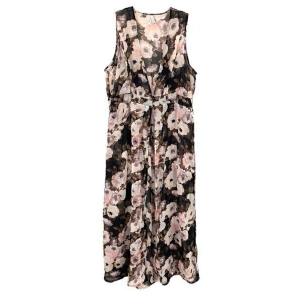 Floral Sheer Maxi Kimono Dress Coverup
